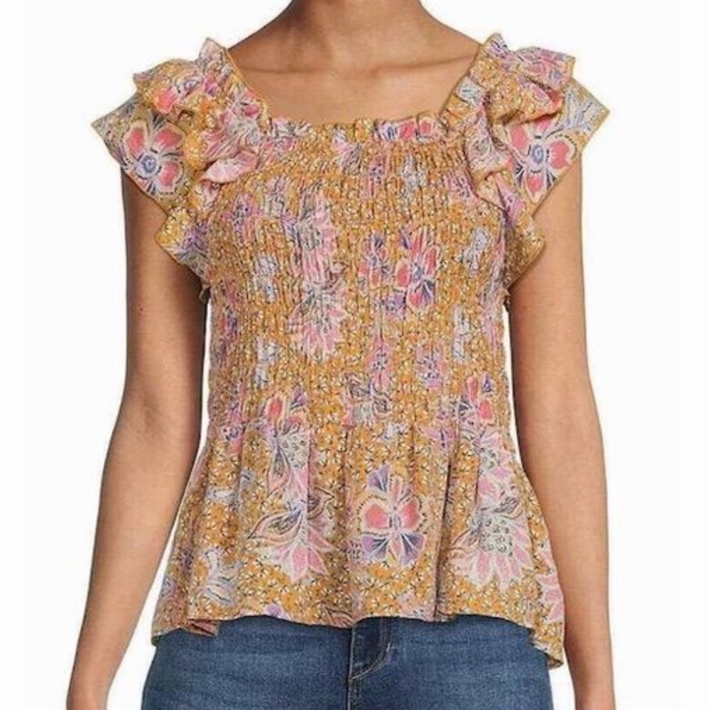 Nanette Lepore Women's Floral Flutter Sleeve Blouse Size M Multicolor
